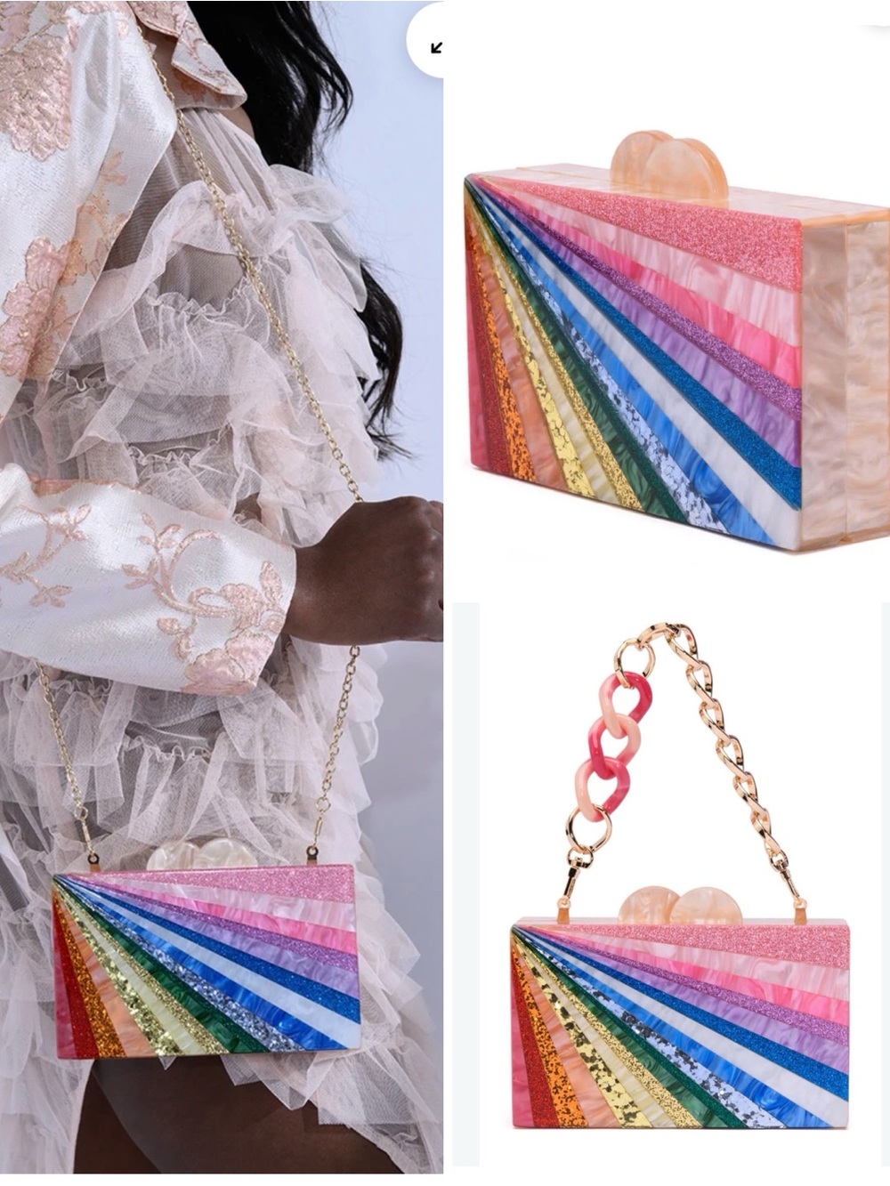 ADELFA RAINBOW EMBELLISHED CLUTCH